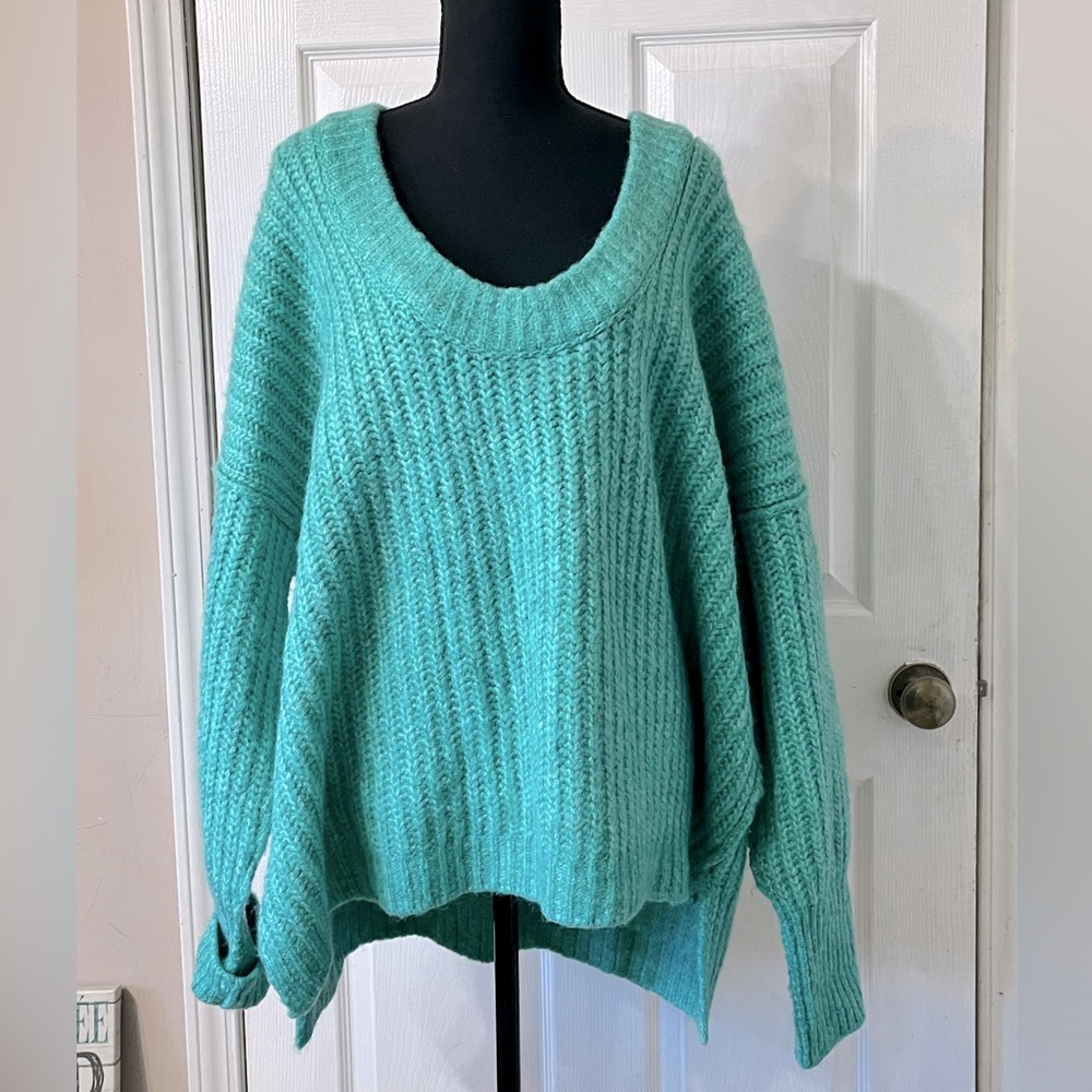 Free People Oversized Sweater Medium Electric Teal